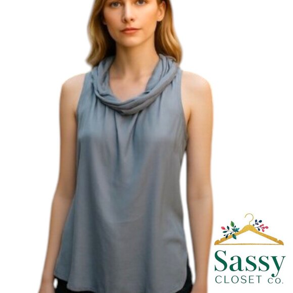 Statement Top – Gray Silky Halter, Sz M, EUC - Picture 1 of 7